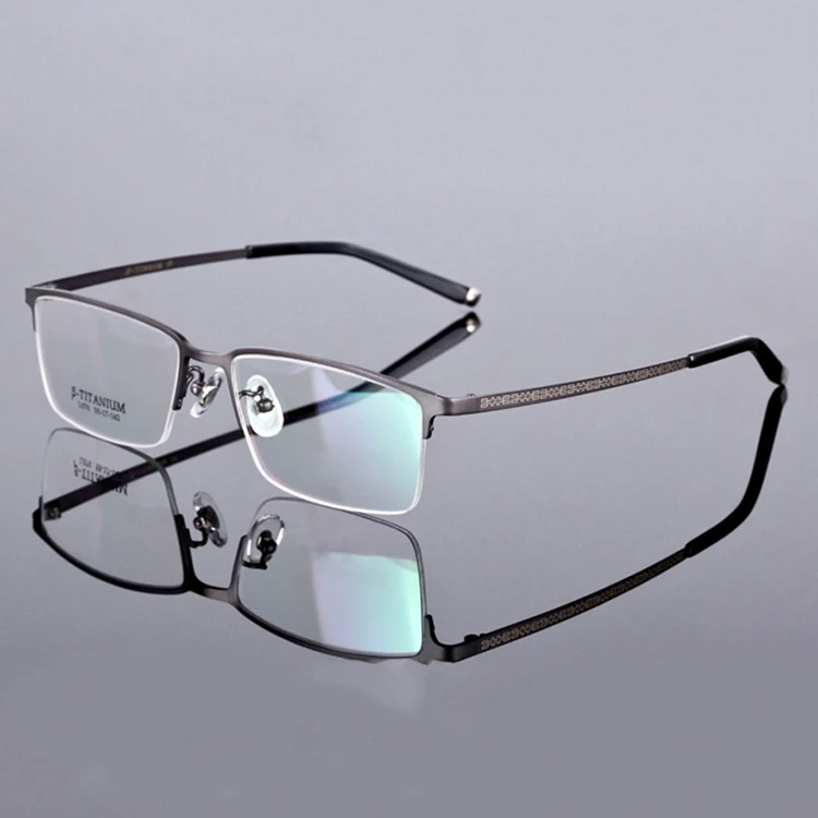 

New Pure Titanium Optical Frame Men Semi Rimless Half Square Myopia Eye Male Businessman Eyewear Lunettes