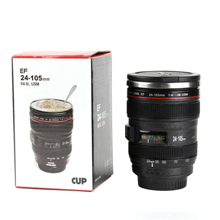 

Factory Directly Sale Creative Caniam Double Wall Stainless Steel Coffee Mug SLR Camera Lens Mug