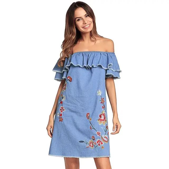 couture strapless loose explosion sexy skirt sleeve cowboy dress