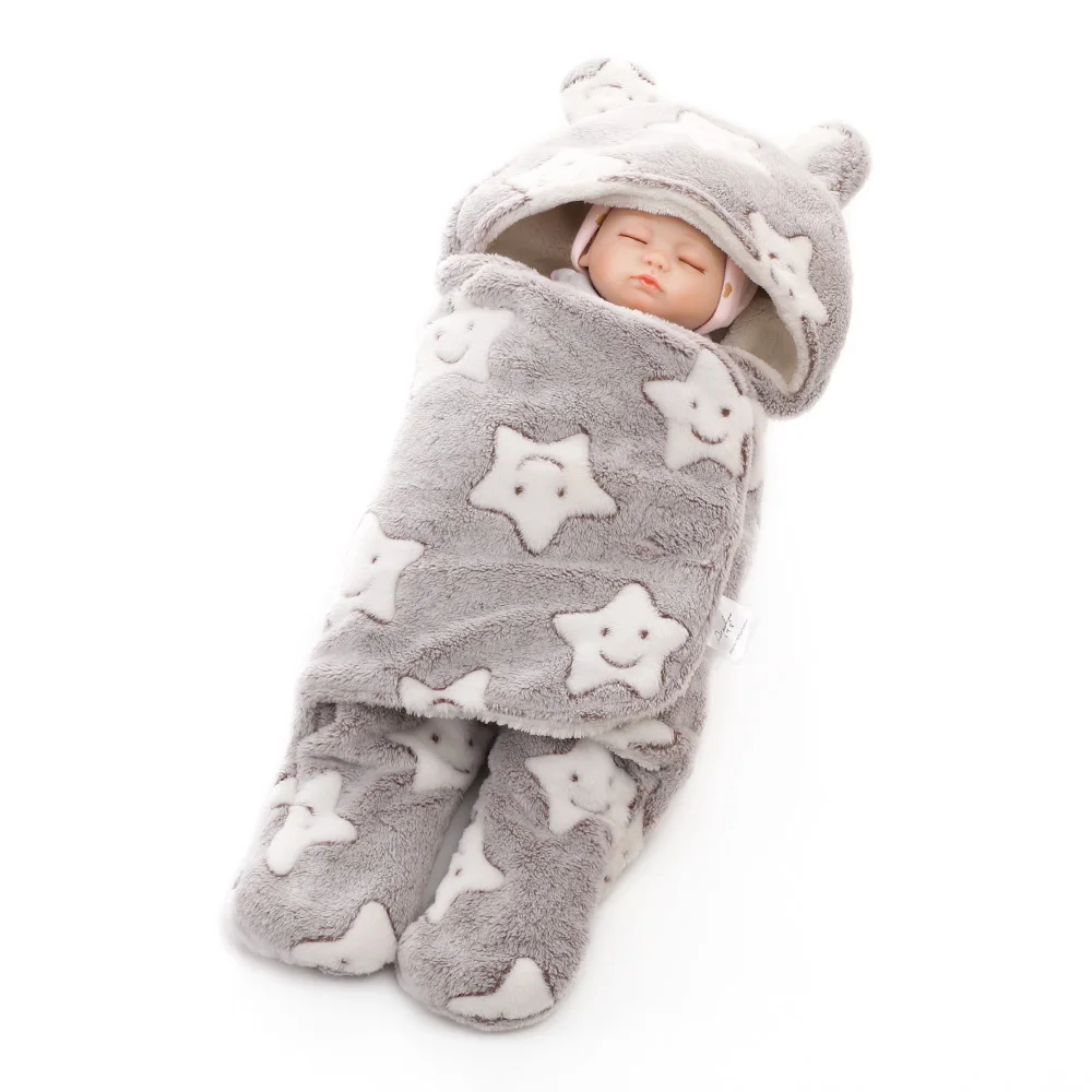 
Soft Knitted Fleece Hood Newborn Baby Wrap Swaddle Blanket 