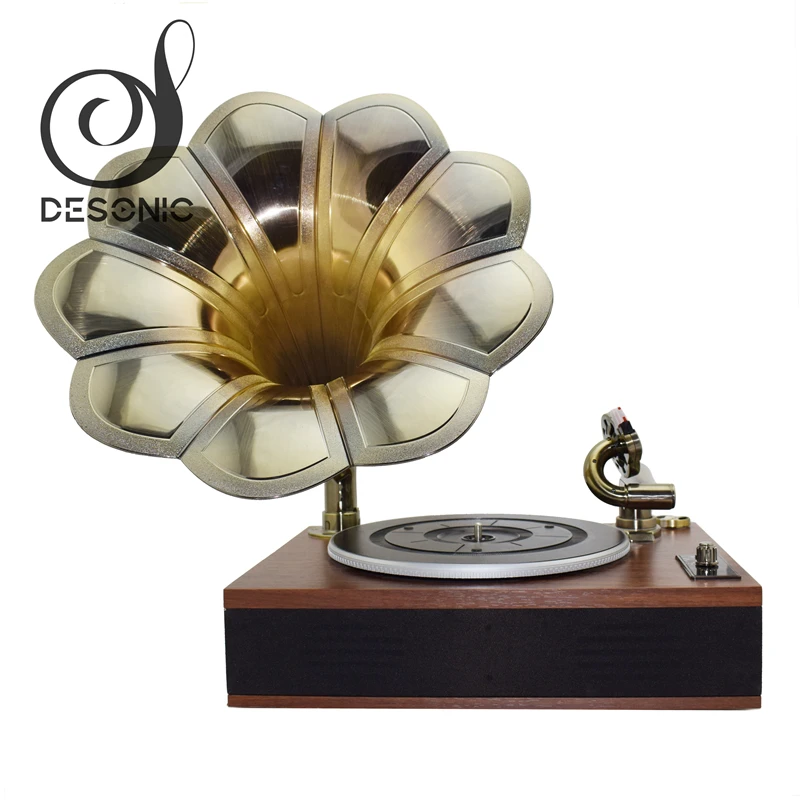 Vintage Antique Speaker Brass Style Resin Gramophone Horn For Decor