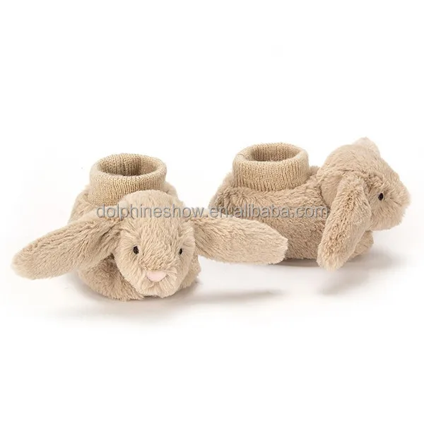 
Fluffy Stuffed Animal Baby Shoes Socks Slippers Newborn Infant Safety Soft Sole Plush Long Ears Bunny Rabbit Baby Shoes Winter 