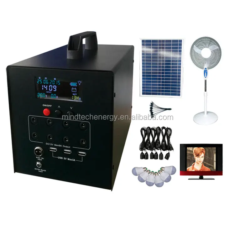 Off grid 12V 40Ah rechargeable battery emergency power solar system 60W