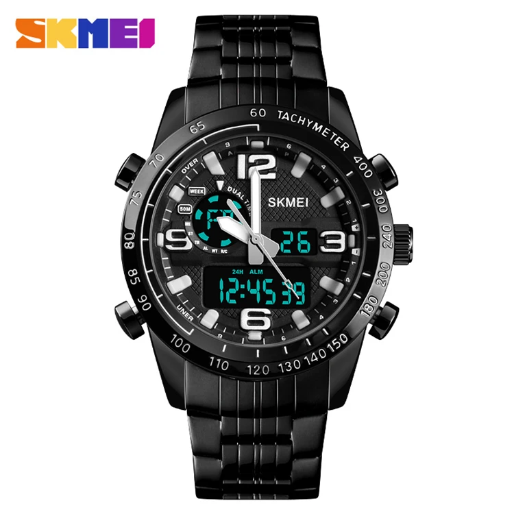 

SKMEI 1453 Best Selling Men Military Sport Watches Digital Alarm Clock Stainless Steel Waterproof Wrist Watch