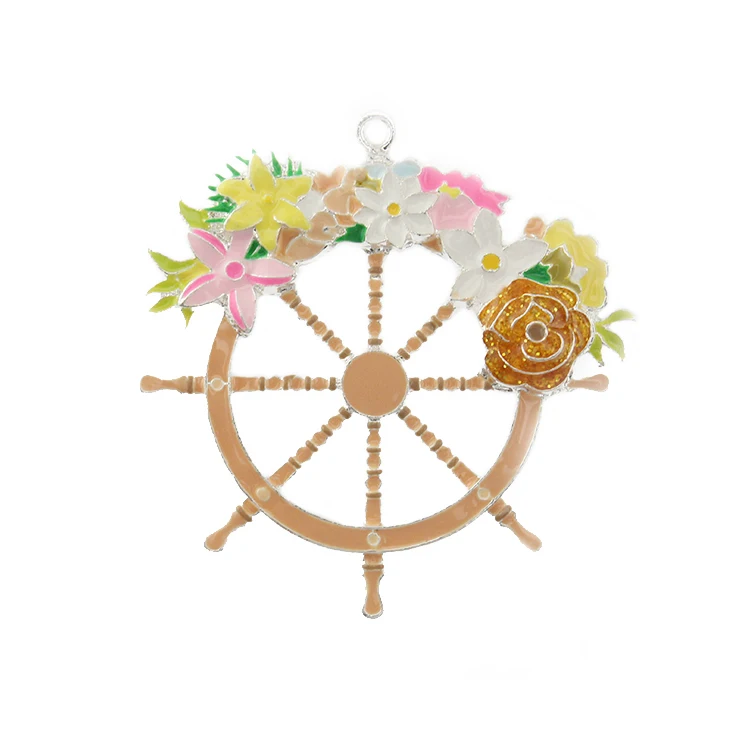 

Enamel Colorful flower Ruddder Pendant in Zinc Alloy