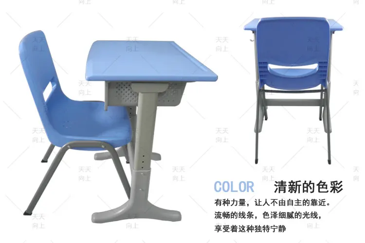 Attached School Desks and Chair Fixed School Furniture Student Chair Classroom Sets