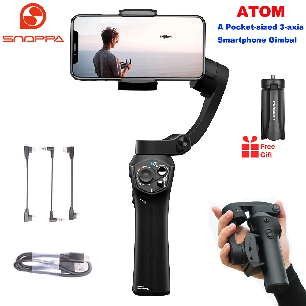 

Snoppa Atom 3-Axis Foldable Pocket-Sized Handheld Gimbal Stabilizer for Smartphone GoPro & Wirel Charging PK Smooth 4