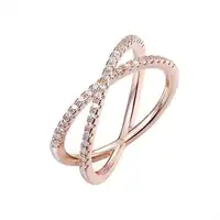 

14K Gold Plated X Ring Simulated Diamond CZ IssCross Ring for Women