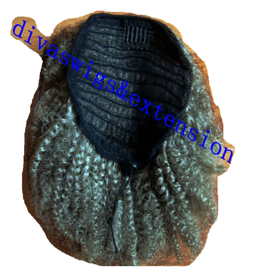 

120g grey hair puff ,intact cuticles afro kinky hair extetnsions gray hair