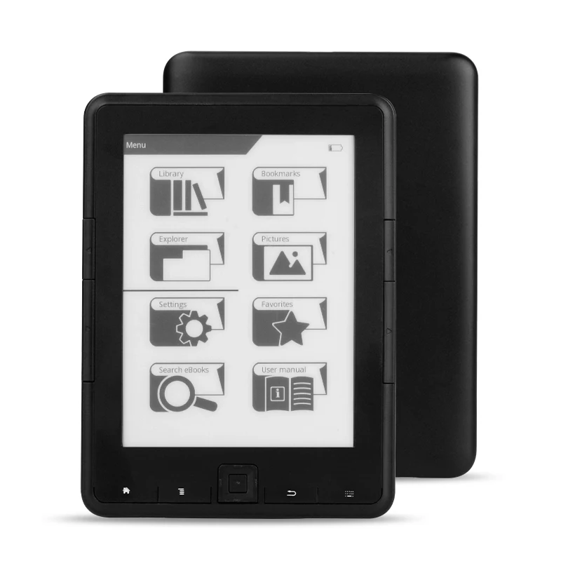 ebook reader 6'' with 4GB build in 800*600 100dpi HD e-ink screen 2500mAh 7500 pages with protect shell linux system PDF mp3