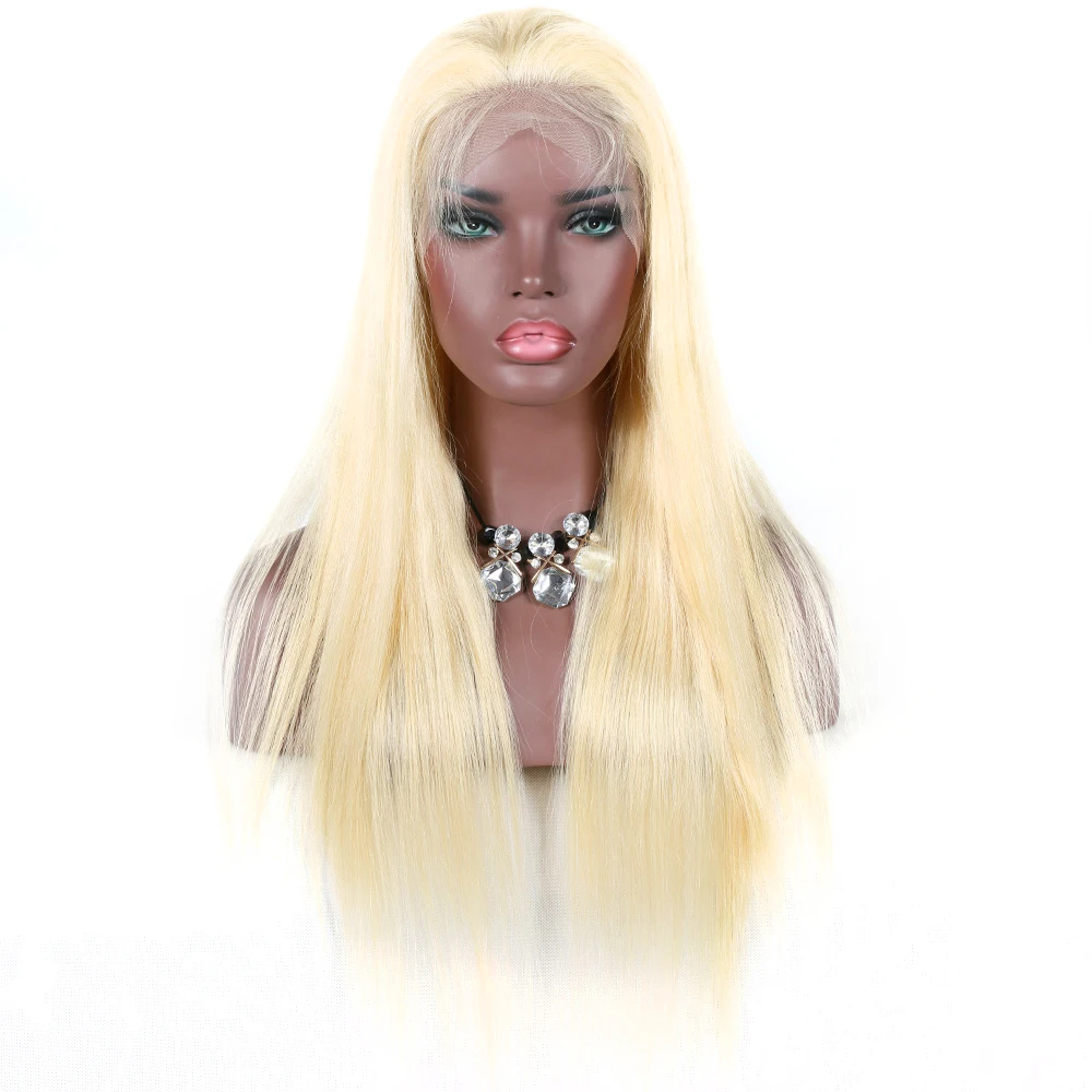 

blond straight virgin brazilian full lace wig with baby hair