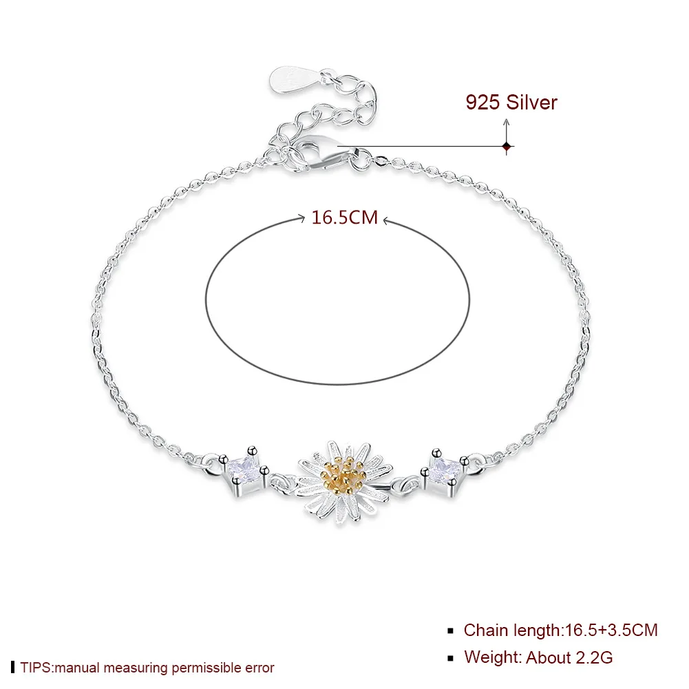 Sweet Daisy Design Chain Link Bracelet For Women Jewelry With Joalheria