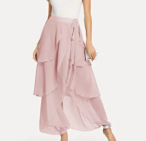 chiffon wrap maxi skirt