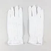 HZS-18014 White Polyester Gloves with Stripes and PVC Dots Formal Parade Marching Costume Party Dress Gloves
