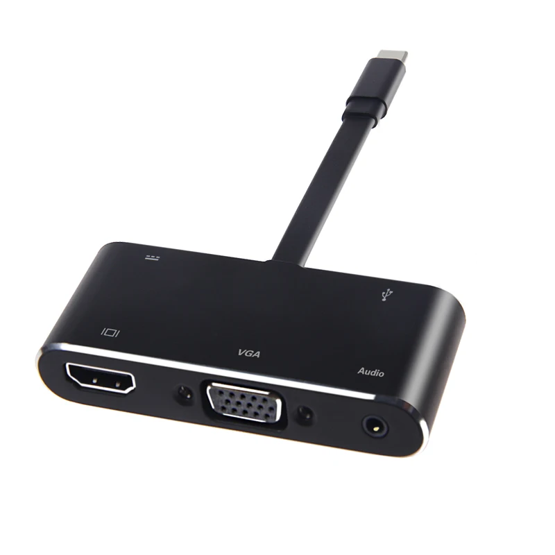 

JustLink Type C to 4K HDMI VGA Audio USB-C PD USB3.0 Hub Data Transfer for Nintendo Switch Macbook Pro Samsung Galaxy S8 S9, Black