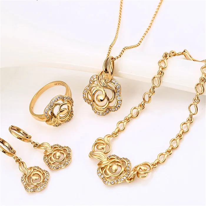 

62731 New arrival made in china wedding 18k gold plated costume jewelry set