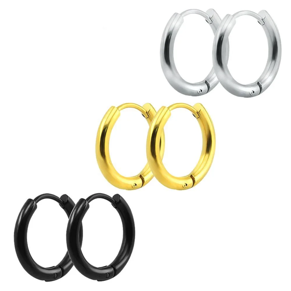 

24pcs/Lot Women's Men Punk Silver Gold Black 316L Stainless Steel Huggie Hoop Earring Simple Style Fashion Earring Body Jewelry
