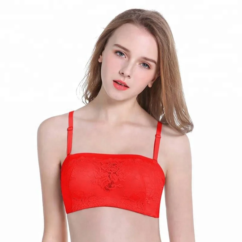 red strapless bra