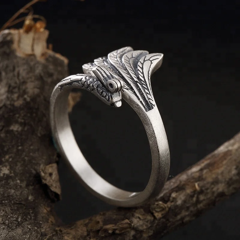 

925 Silver Phoenix Ring New Fashion 100% Original S990 Sterling Thai Silver Rings for Women Jewelry Adjustable Size, N/a