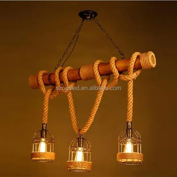 Wonderlijk Vintage Touw Bamboe Hanglampen Loft Creatieve Industriële Iron UE-58