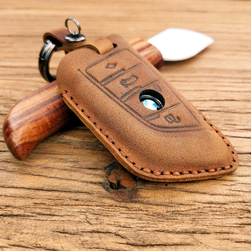 brown leather key case