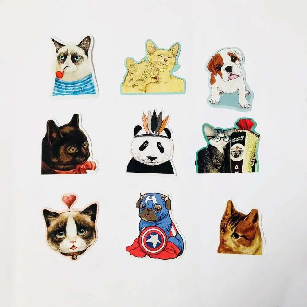 

9 PCS/bag Classic Fashion Style Dog Cat Pet Animal Graffiti stickers For Moto car & suitcase cool laptop skateboard sticker, Cmyk