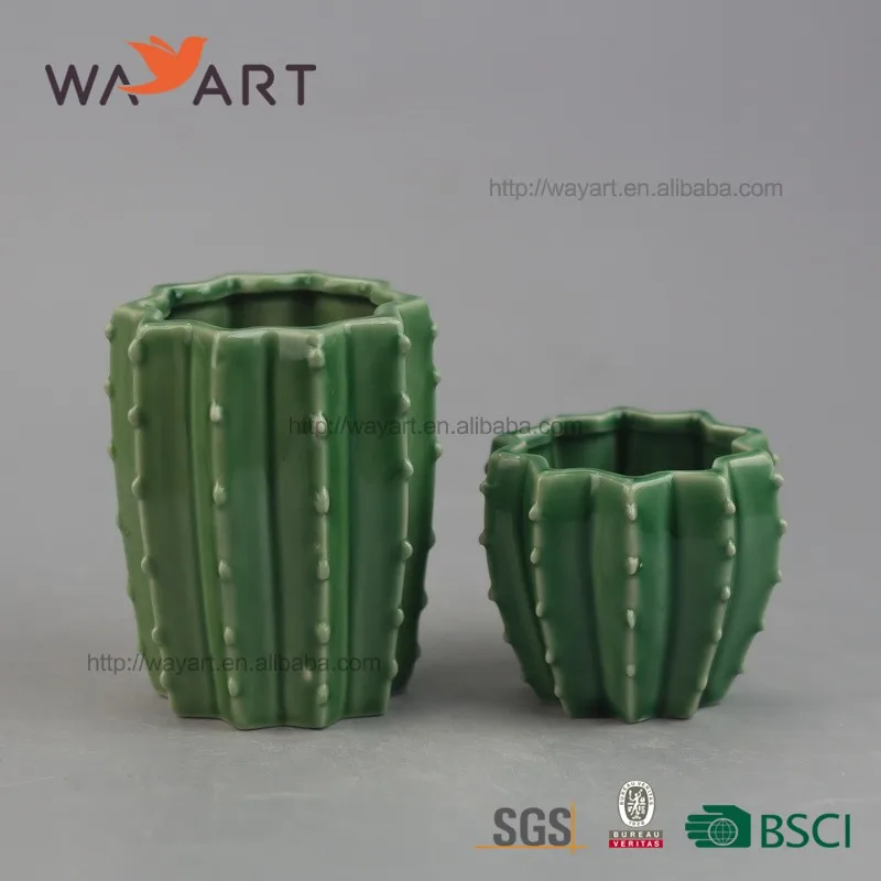 Popular Wholesale Green Ceramic Cactus Shaped Bonsai Pots Buy