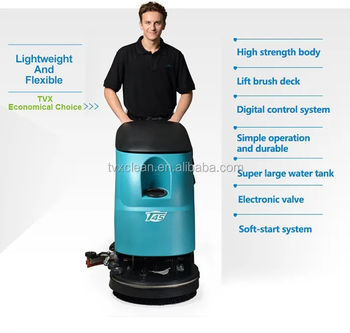 Tvx T45 Hand Push Floor Scrubber Roots Automatic Floor Cleaning