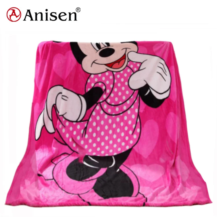 

shaoxing textile ultra soft character cartoon girl fleece minnie baby blanket for kids, Custom color