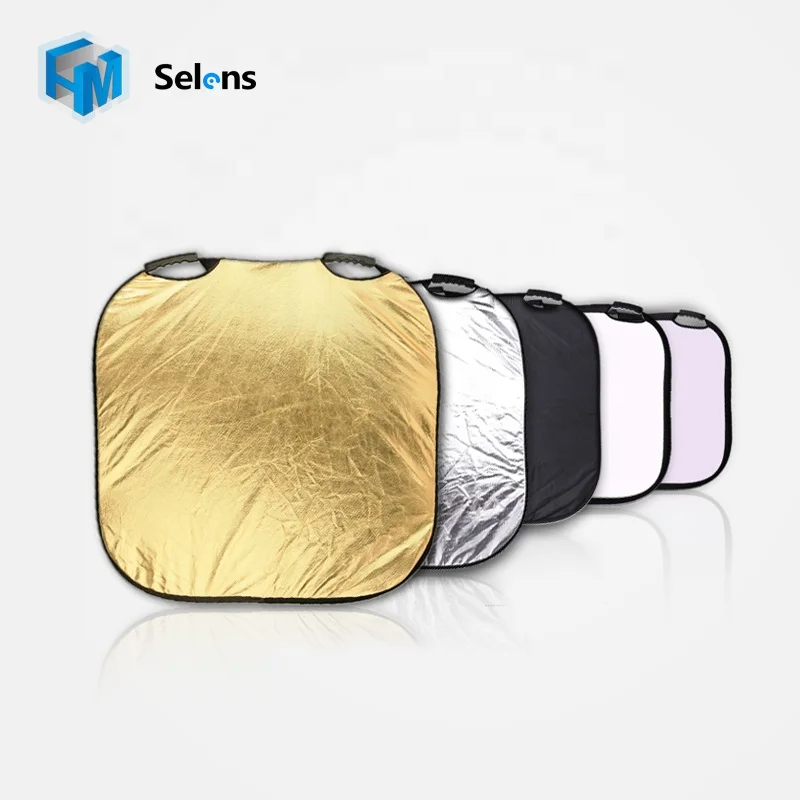 

Selens  5 in 1 Collapsible Photo Reflector With Hadnle Grips, Silver;gold;white;translucent