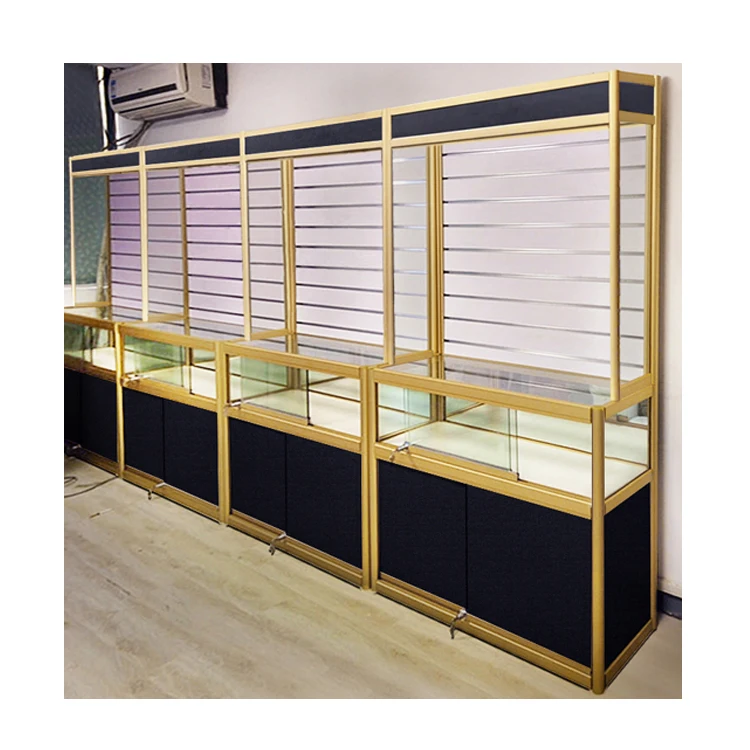 78'' Tall Golden Frame Black Panel Lshaped Lockable Slatwall Back
