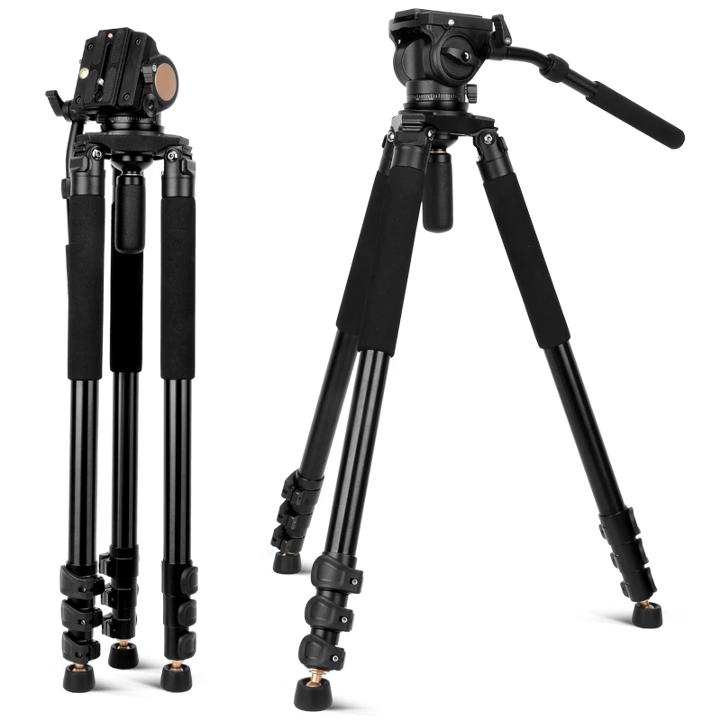 

Q680 75'' Professional DSLR Video camera tripod stand aluminum photography tripod 20kg Load with fluid panhead, Black