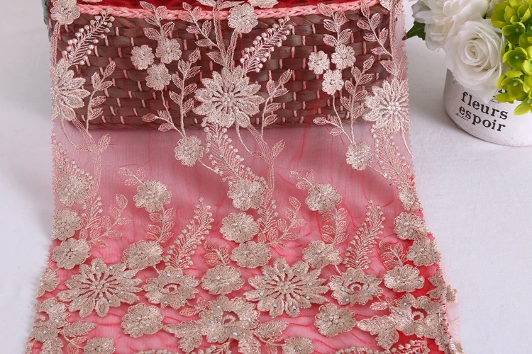 Promotional Top Quality Gold Gold Lace Fabric Embroidery Organza Swiss