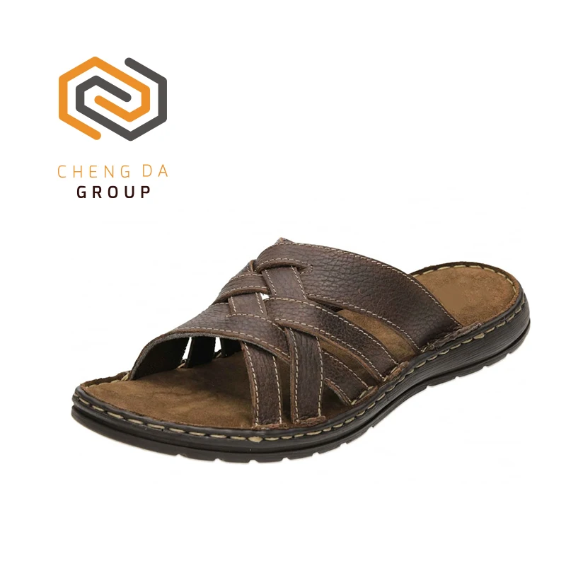 Factory Made Mens Leather Mule Padded Flexible Open Toe Sandals Shoes