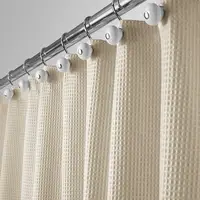 

QJMAX Hotel Quality Polyester/Cotton Blend Fabric Shower Curtain with Waffle Weave and Rustproof Metal Grommets