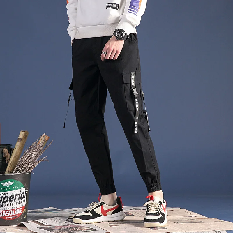 Strap Decoration Casual Dress Design Large Pocket Coat Pant Men Suit