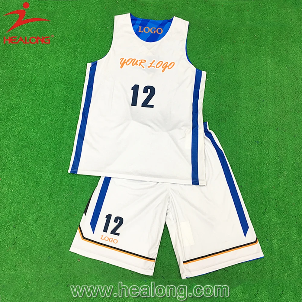 Biru Putih Reversibel Sublimasi Basket Seragam Buy Basket Jersey