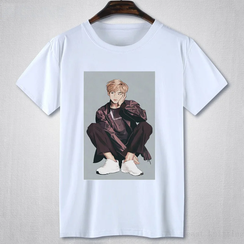 Men's Clothing Cartoon Boy Printed Casual White Summer T-Shirts