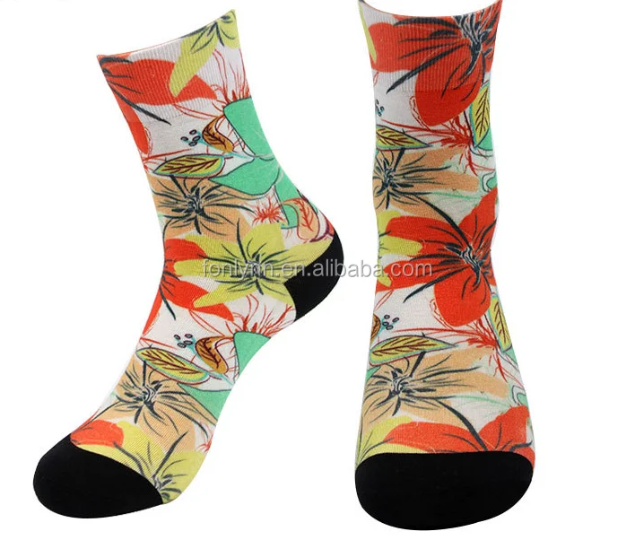 Wholesale Sublimated Sports Men Polyester Custom logo printed Socks