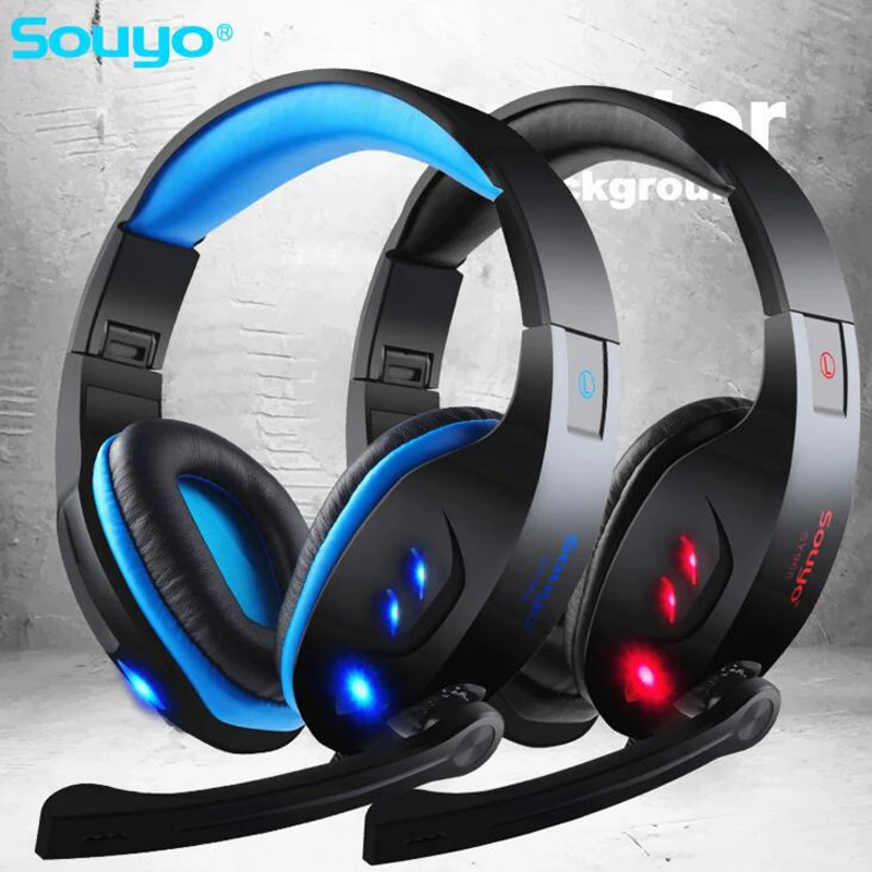 7 1 Surround USB Gamer Gaming Headphones Luminous With Microphone for Computer Folding Headsets Glow Headphone