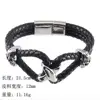 Mens skull stainless steel braided black bracelet leather best gift choose for love family male jewelry PZB256