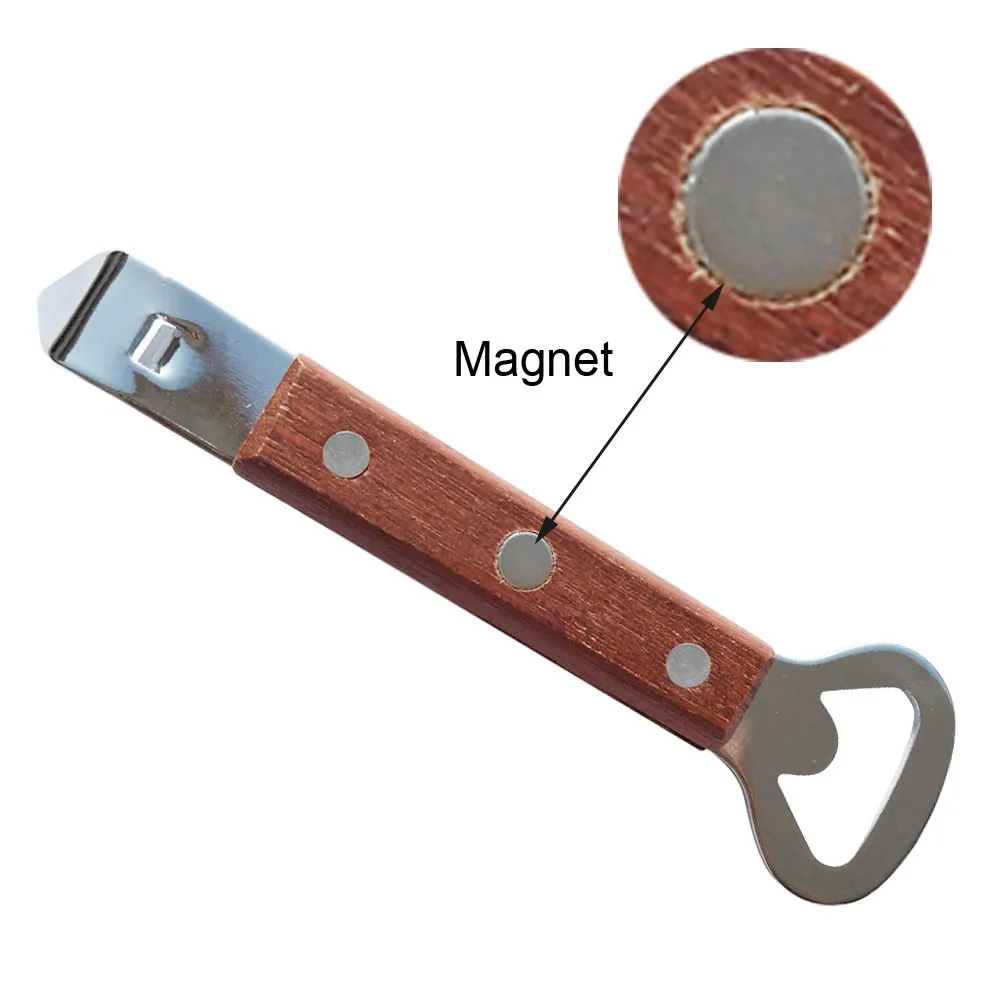 Deluxe Bottle Opener And Can Opener With Wood Handle Can Punch