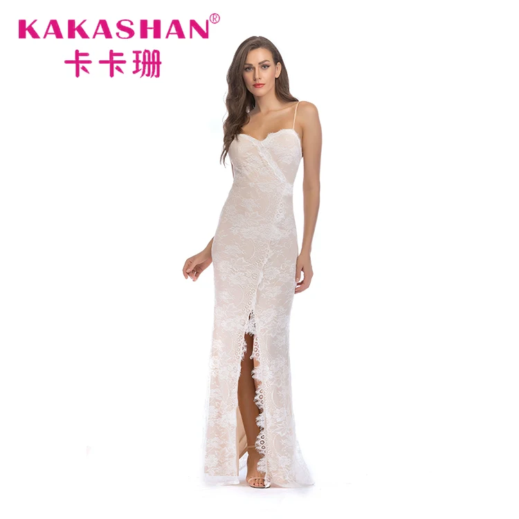 

Latest Fashion Designs Elegant Sleeveless Lace Evening Gown Dress, White