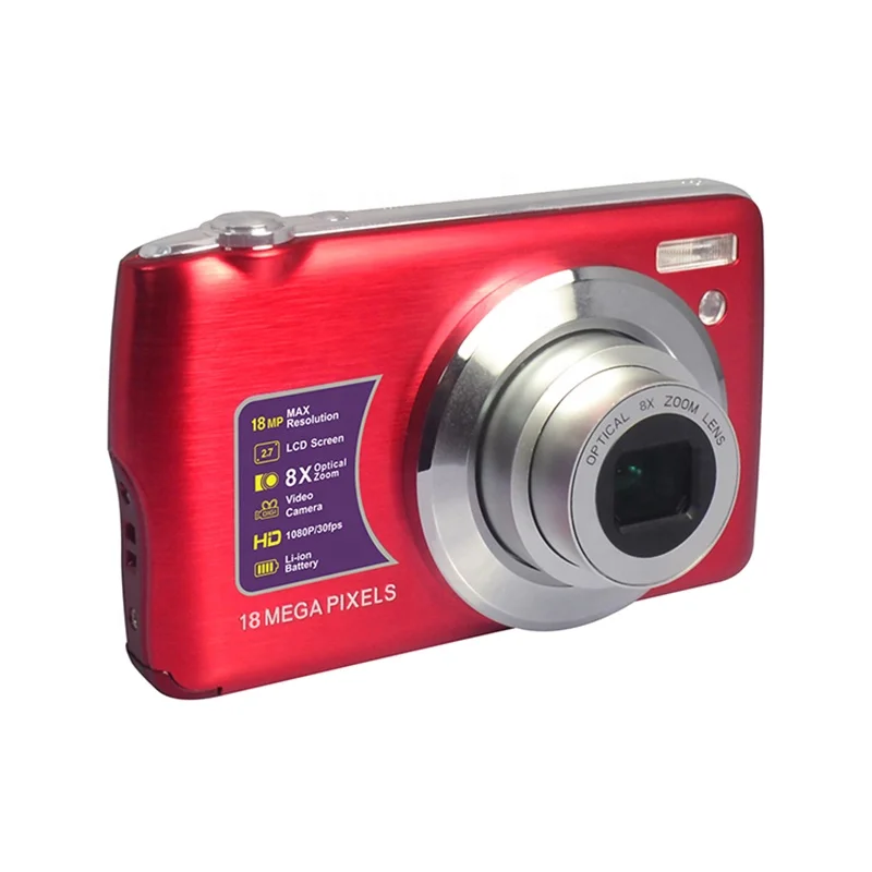 

High quality 18 Megapixels 8X optical zoom 1080p full hd video kids camera photo digital, Black;silver;red