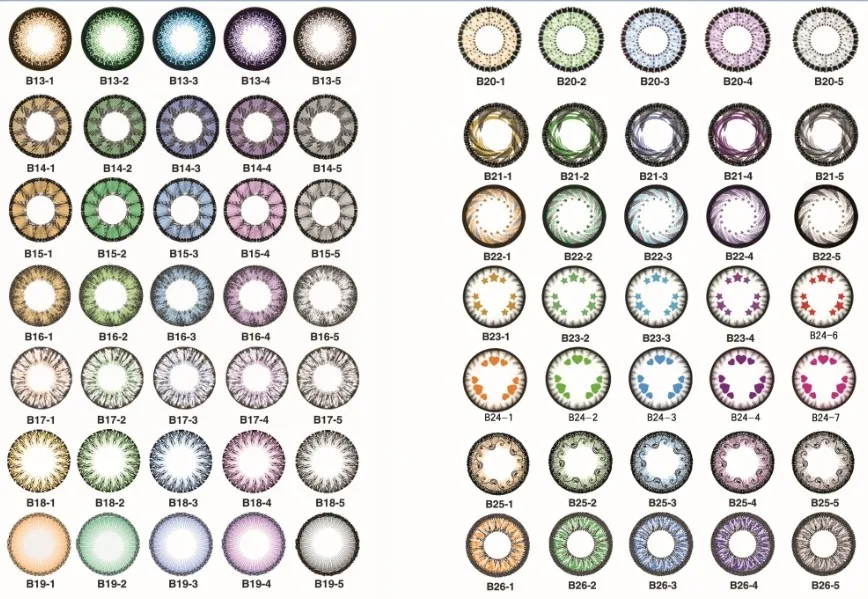 Colored Contacts Colors Chart