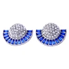 ed01898d New 2019 Kiss Me Jewelry Rhinestone Blue Fan Earrings Stud