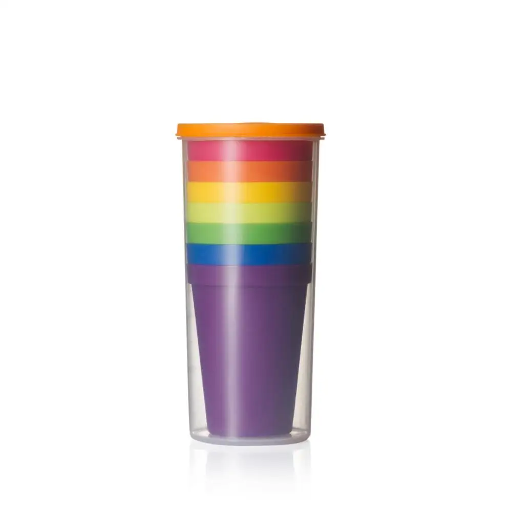 

Customized Sizes Rainbow Color Reusable Plastic Cups Set