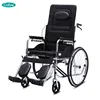 Functional manual folding commode wheelchair with reclining backrest