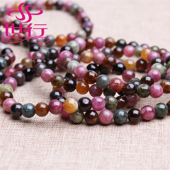 

Natural colorful tourmaline crystal beads healing bracelet