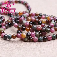 

Natural colorful tourmaline crystal beads healing bracelet 7.5-8MM